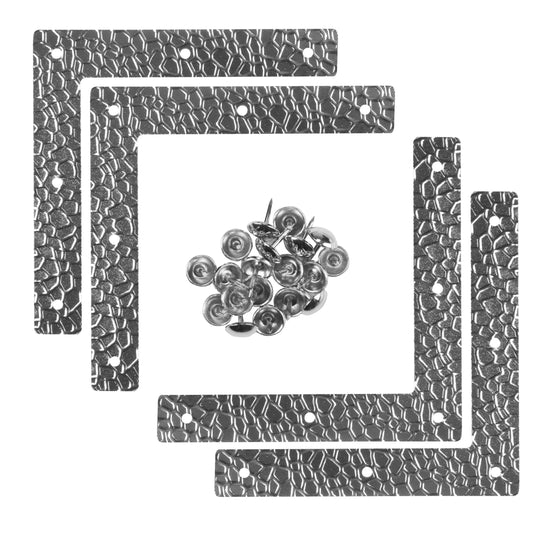 44795-65|Dritz Textured Campaign Corners, Large, Nickel, 4 pc