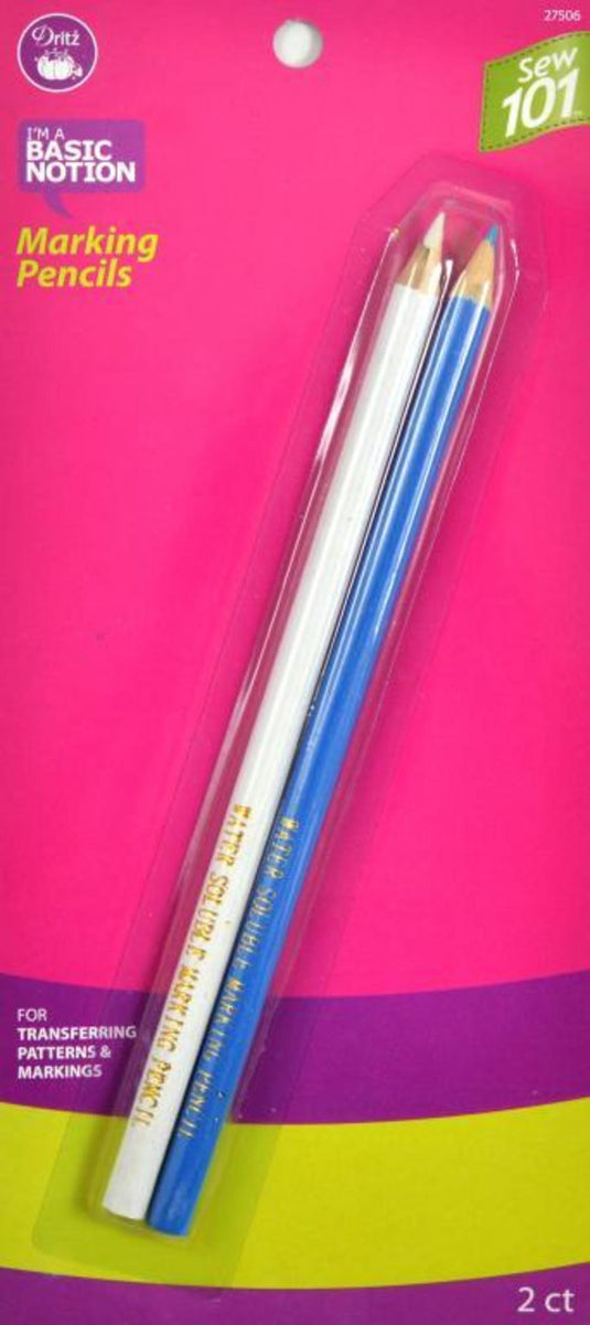 27506|Dritz Sew 101 Marking Pencil Combo, Water Soluble, Light Blue and White