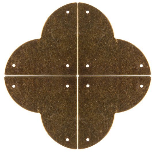 44793-38|Dritz Smooth Quatrefoil Corners, Large, Antique Brass, 4 pc