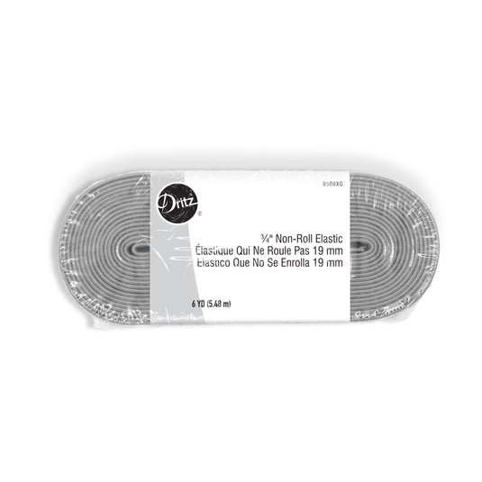 9506XG|Dritz 3/4" Non-Roll Elastic, Gray, 6 yd