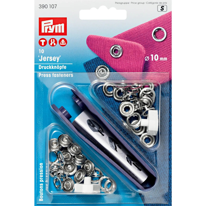 Cargue la imagen en el visor de la galería, 390107|Prym JERSEY 10 mm silver with tools 10pc