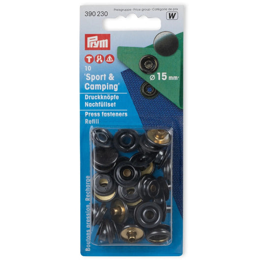 390230|Prym SPORT 15 mm refill black oxidized 10pc
