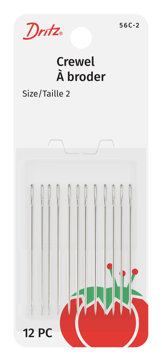 56C-2|Dritz Crewel Hand Needles, Size 2, 12 pc