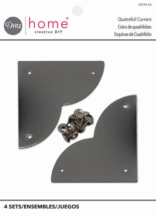 44793-65|Dritz Smooth Quatrefoil Corners, Large, Nickel, 4 pc