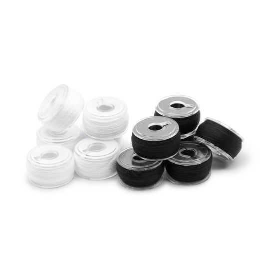 940|Dritz Class 15 Reusable Bobbins, Black & White, 12 pc