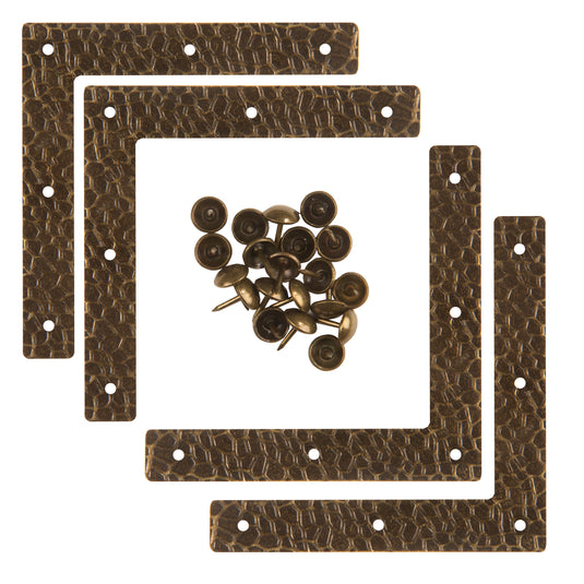 44795-38|Dritz Textured Campaign Corners, Large, Antique Brass, 4 pc