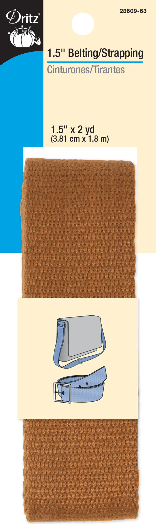 Load image into Gallery viewer, 28609-63|Dritz 1-1/2" Polyester Belting &amp; Strapping, Russet Brown, 2 yd