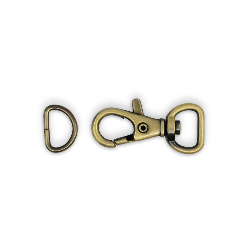 Chargez l'image dans la visionneuse de la galerie, 728-38|Dritz 1/2" Swivel Hooks &amp; D-Rings, Antique Brass, 12 Sets
