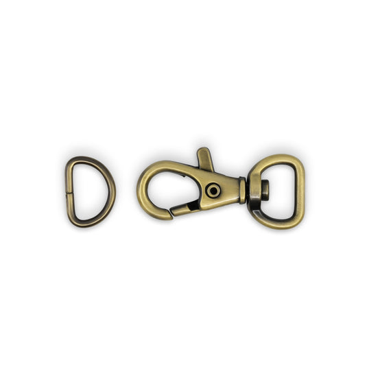 728-38|Dritz 1/2" Swivel Hooks & D-Rings, Antique Brass, 12 Sets