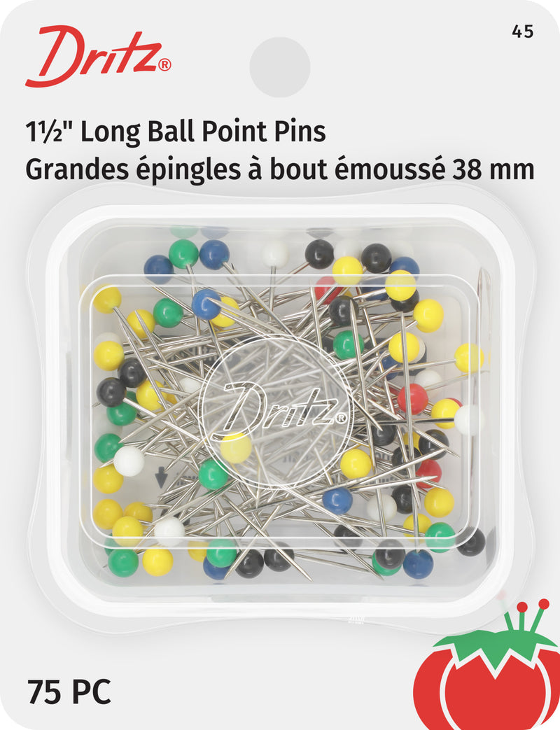 Load image into Gallery viewer, 45|Dritz 1-1/2" Long Ball Point Pins, Assorted, 75 pc