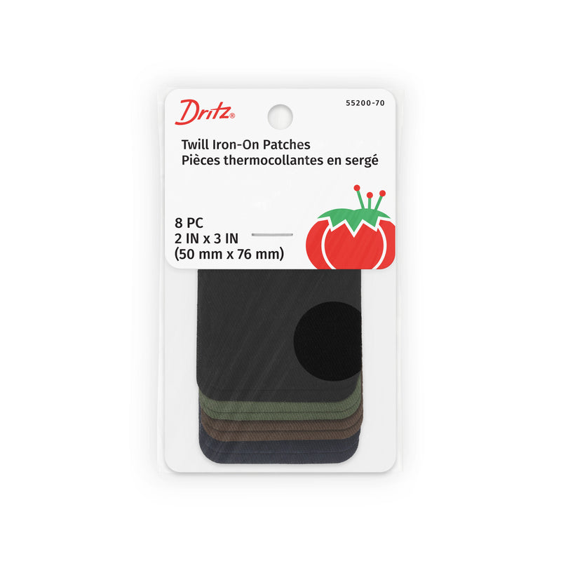 Cargue la imagen en el visor de la galería, 55200-70|Dritz Twill Iron-On Patches, 2" x 3", 8 pc, Dark Assorted