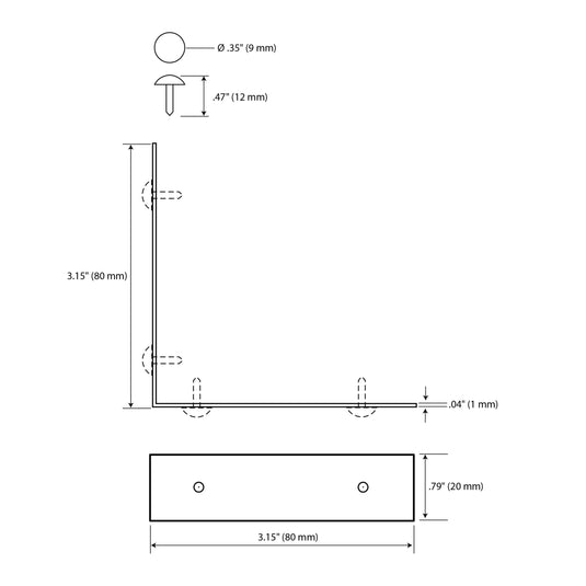 44791-35|Dritz Smooth Right Angle Corners, Large, Brass, 4 pc
