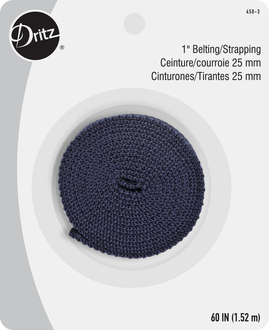 450-3|Dritz 1" Polypro Belting & Strapping, Navy, 60" Long