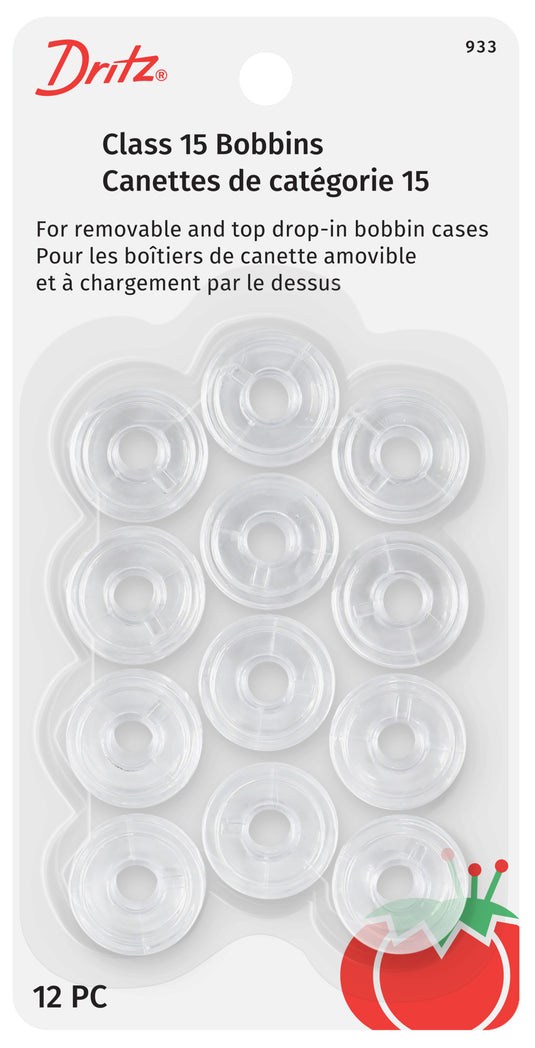 933|Dritz Class 15 Bobbins, Plastic, 12 pc