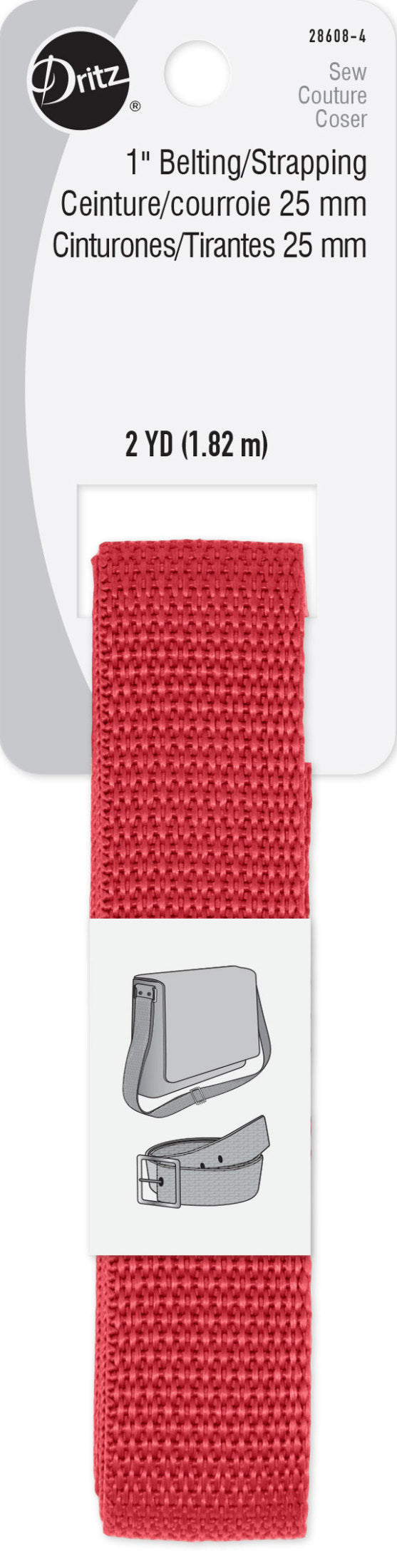 Load image into Gallery viewer, 28608-4|Dritz 1" Polypro Belting &amp; Strapping, Red, 2 yd
