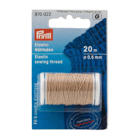 970022|Prym Elastic Sewing Thread, Sand, 22 YD (20 M)