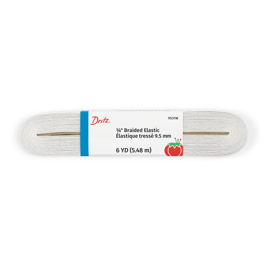 9531W|Dritz 3/8" White Braided Elastic, 6 yd
