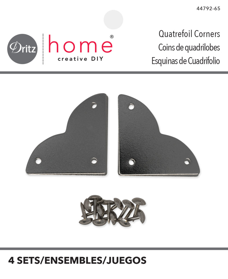 Chargez l'image dans la visionneuse de la galerie, 44792-65|Dritz Smooth Quatrefoil Corners, Small, Nickel, 4 pc