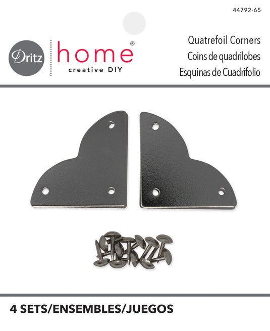 44792-65|Dritz Smooth Quatrefoil Corners, Small, Nickel, 4 pc