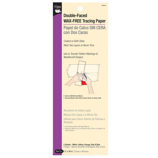 632-66|Dritz Double-Faced Wax-Free Tracing Paper, Assorted, 5 pc