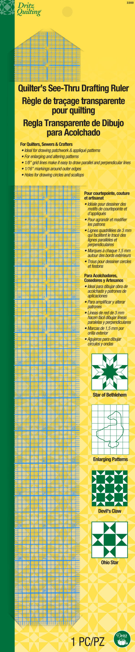 Cargue la imagen en el visor de la galería, 3300|Dritz Quilters See-Thru Drafting Ruler