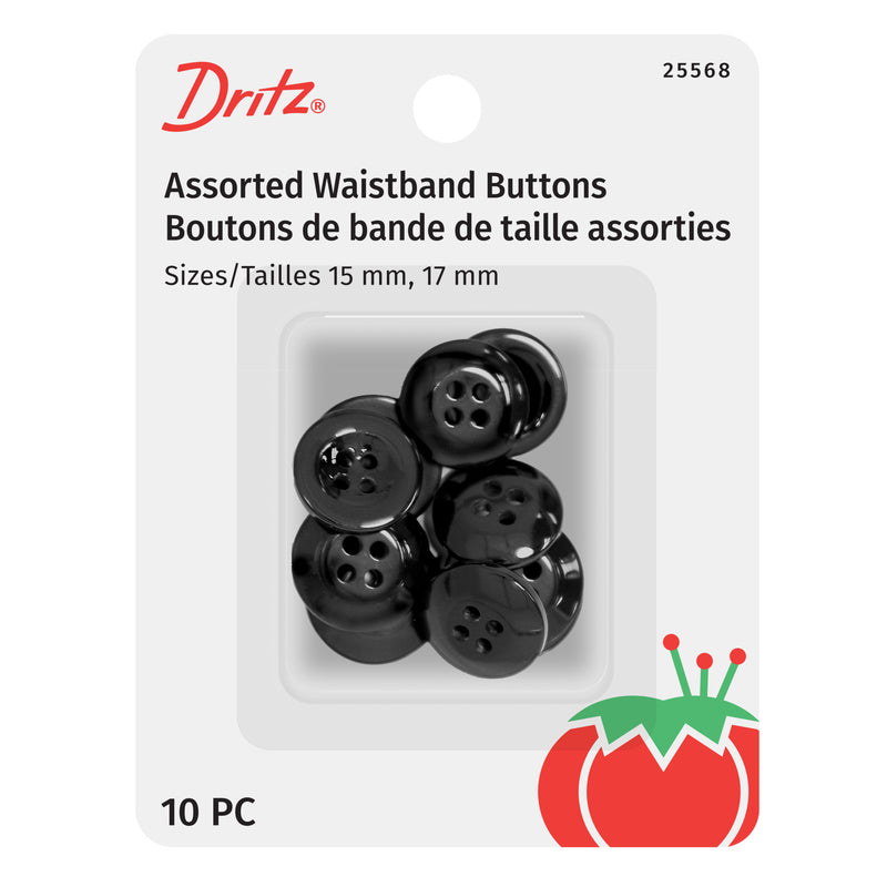 Load image into Gallery viewer, 25568|Dritz Waistband Buttons, Black, 15 &amp;17mm, 10 PC