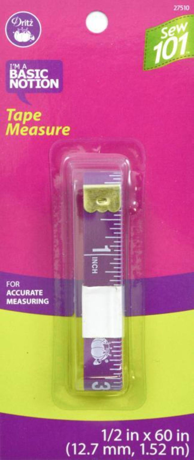 Cargue la imagen en el visor de la galería, 27510|Dritz Sew 101 Tape Measure, 1/2" x 60"