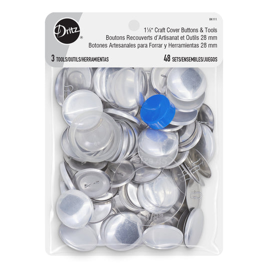 BK111|Dritz 1-1∕8" Craft Cover Buttons & Tools, 48 Sets