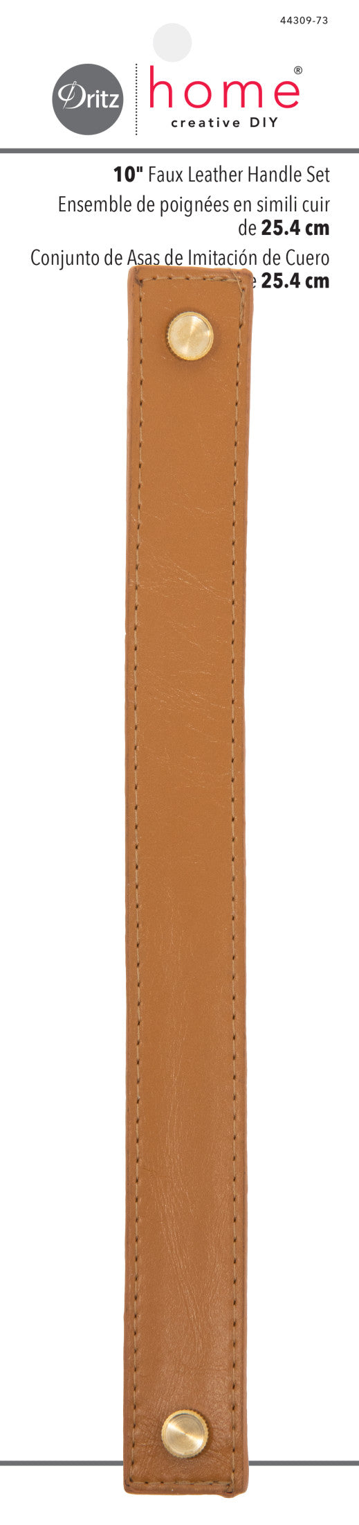 44309-73|Dritz 10" Faux Leather Handle Set, Ocher Brown
