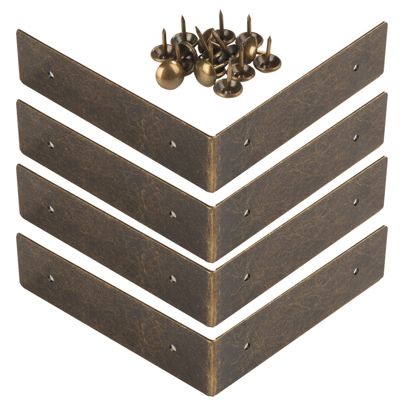 Load image into Gallery viewer, 44791-38|Dritz Smooth Right Angle Corners, Large, Antique Brass, 4 pc
