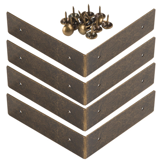 44791-38|Dritz Smooth Right Angle Corners, Large, Antique Brass, 4 pc