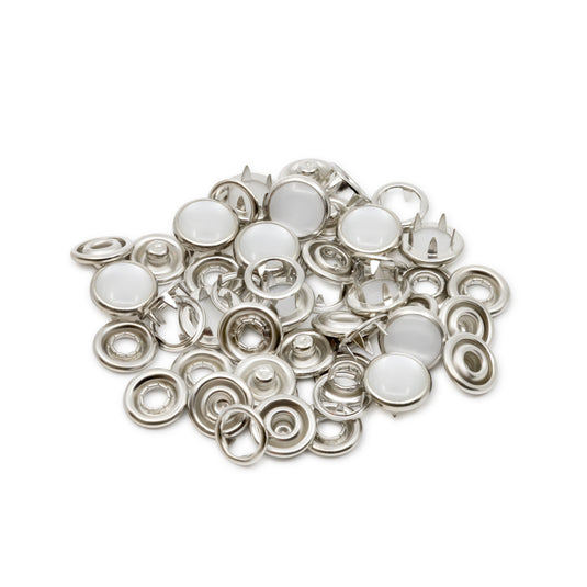 25-R|Dritz 7/16" Pearl Snap Fasteners, 12 Sets, White
