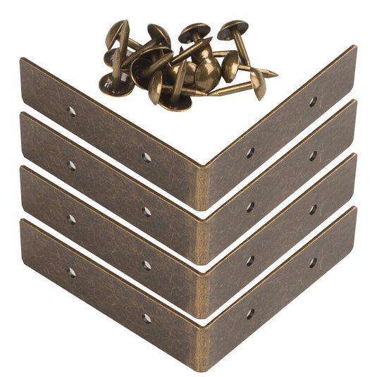 44790-38|Dritz Smooth Right Angle Corners, Small, Antique Brass, 4 pc
