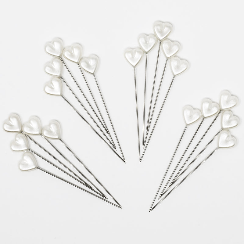 Load image into Gallery viewer, 139|Dritz 2-1/8" Heart Pearlized Pins, White, 20 pc