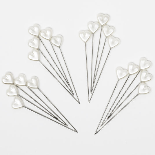 139|Dritz 2-1/8" Heart Pearlized Pins, White, 20 pc