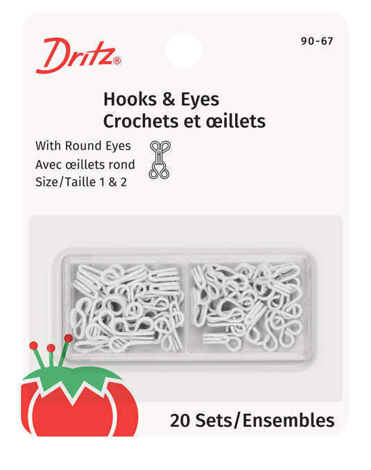 90-67|Dritz Hooks & Eyes, 20 pc, White