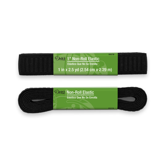 9507B|Dritz 1" Non-Roll Elastic, Black, 2-1/2 yd