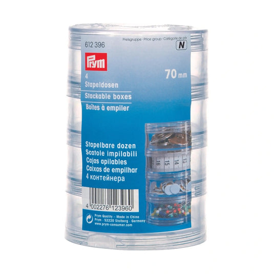 612396|Prym Stackable Boxes, Clear, 4 Compartments