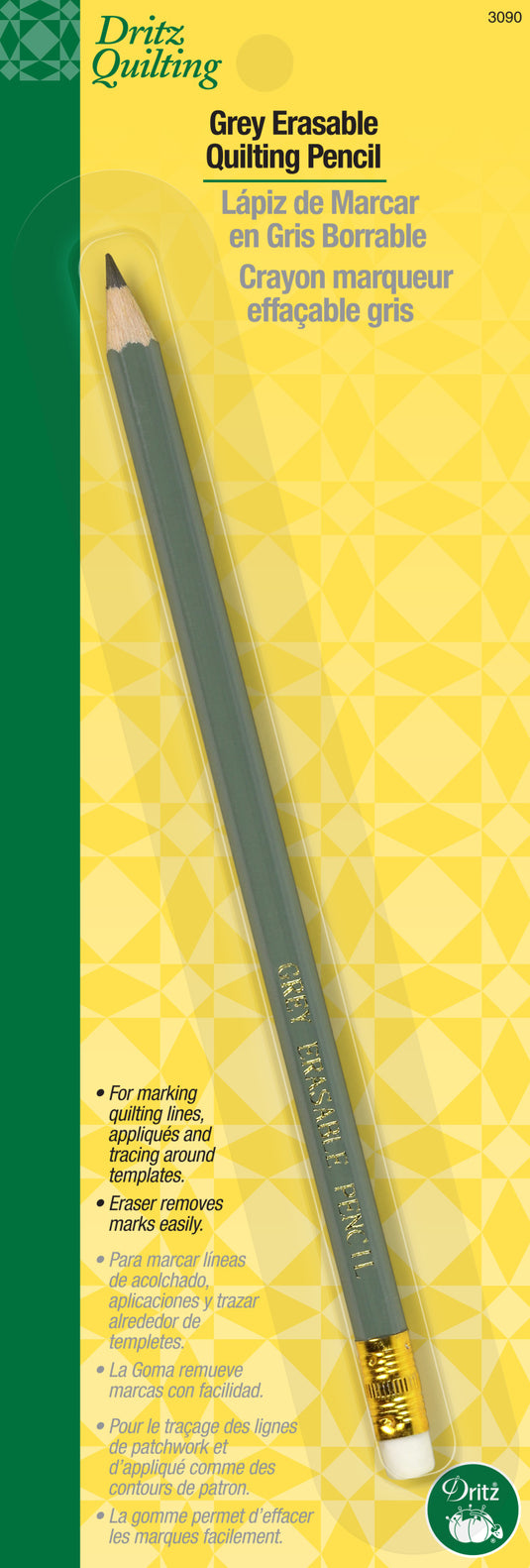 3090|Dritz Quilting Pencil with Eraser, Grey