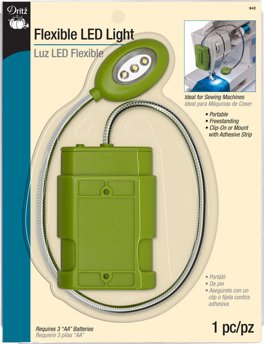 942|Dritz Flexible LED Light, Free-Standing and Clip-On, Assorted Colors