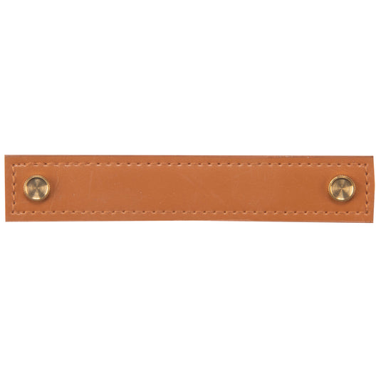 44335-73|Dritz 5-1/2" Faux Leather Handle Set, Ocher Brown