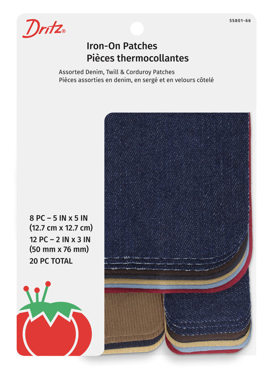 55801-66|Dritz Iron-On Patches, Assorted, 20 pc