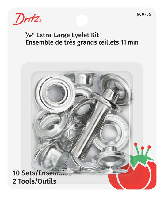 660-65|Dritz 7/16" Extra-Large Eyelets & Tools, 10 Sets, Nickel