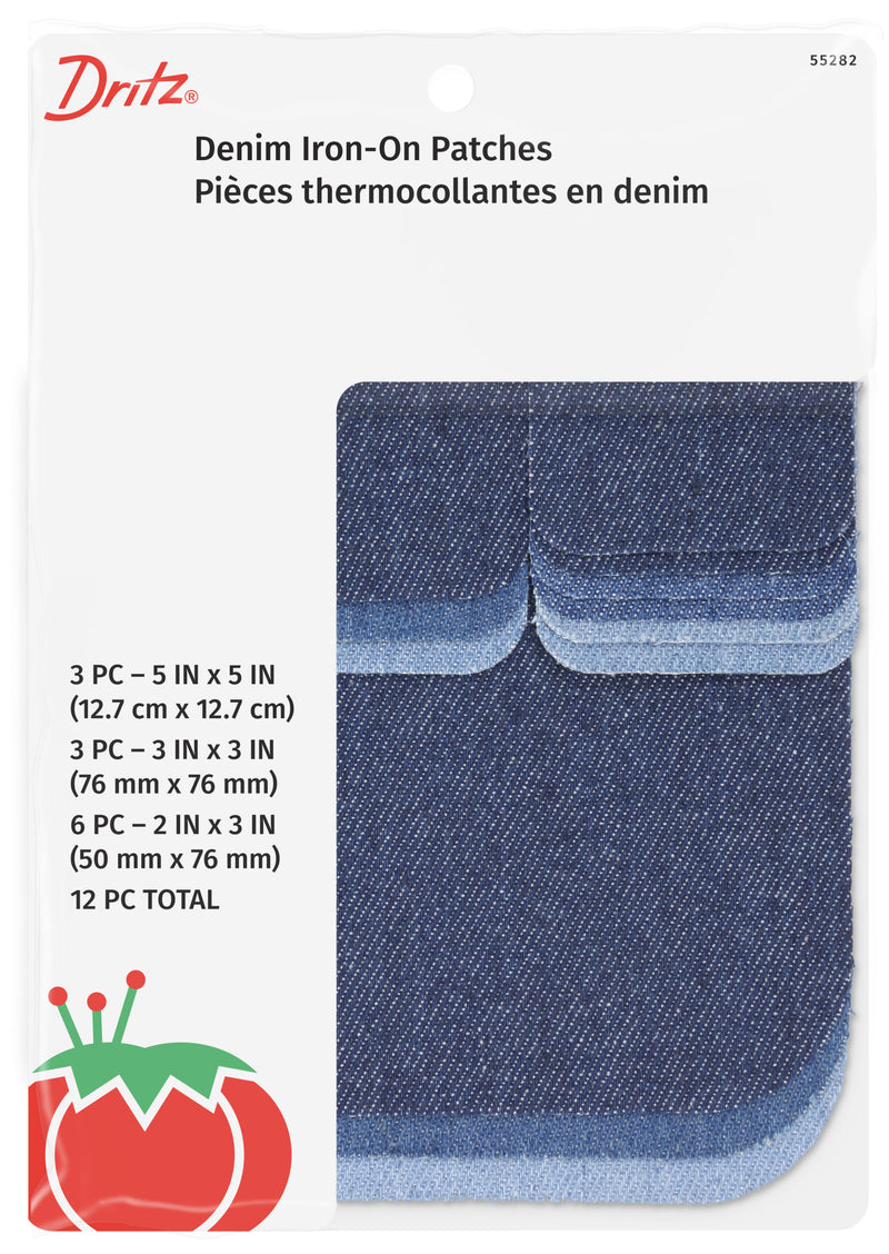 Cargue la imagen en el visor de la galería, 55282|Dritz Denim Iron-On Patches, Assorted, 12 pc