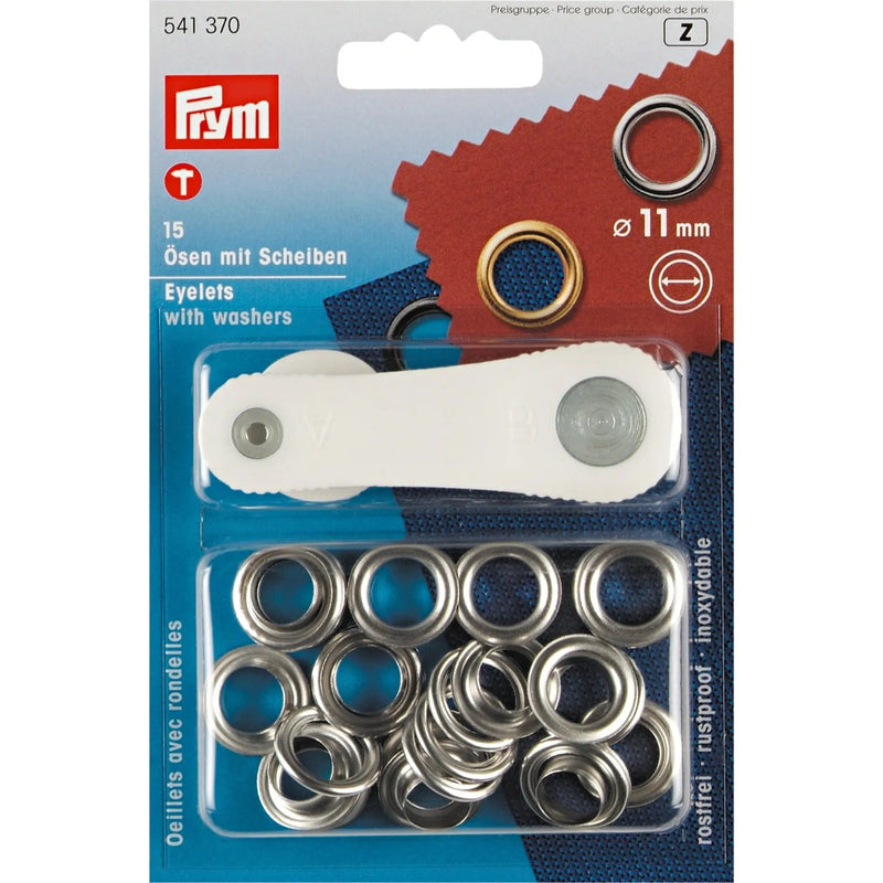 Load image into Gallery viewer, 541370|Prym Eyelets and washers 11 mm silver with tools 15pc