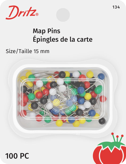 134|Dritz 15mm Map Pins, Assorted, 100 pc