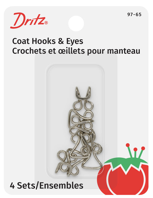 97-65|Dritz Coat Hooks & Eyes, 4 pc, Nickel
