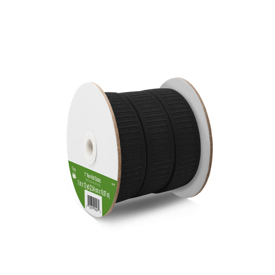 9407B|Dritz 1" Non-Roll Elastic, Black, 12 yd