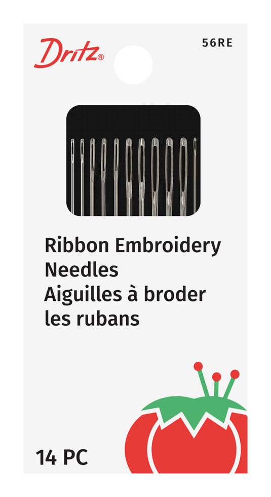 56RE|Dritz Ribbon Embroidery Hand Needles, 14 pc