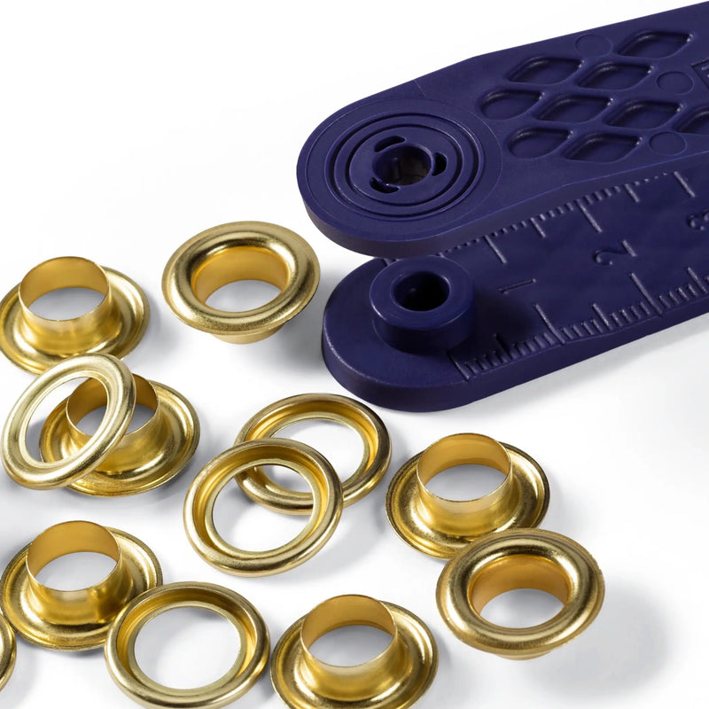 Cargue la imagen en el visor de la galería, 541375|Prym Eyelets with washers 8 mm gold with tools 24pc